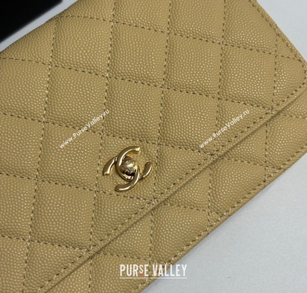 Chanel Grained Shiny Calfskin Classic Wallet on Chain WOC Yellow 2025 AP4241 (yezi-250703087)