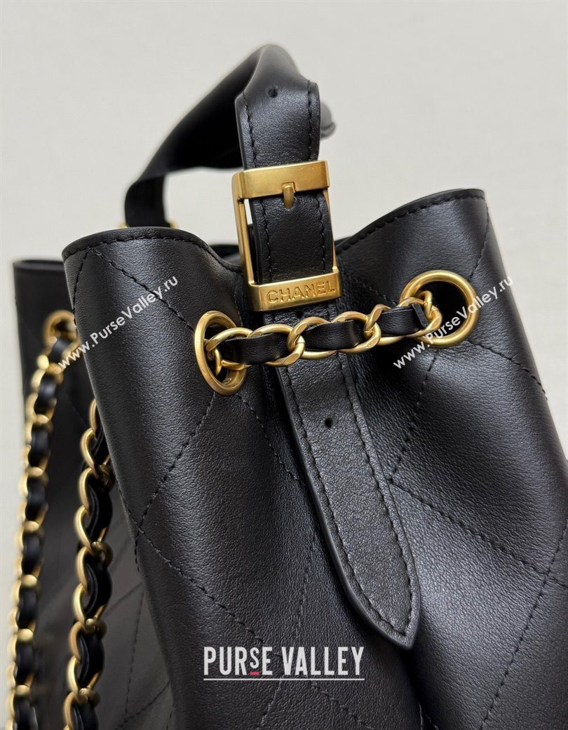 Chanel Calfskin Leather Small Shopping Bag Black 2025 99485 (yezi-250703006)