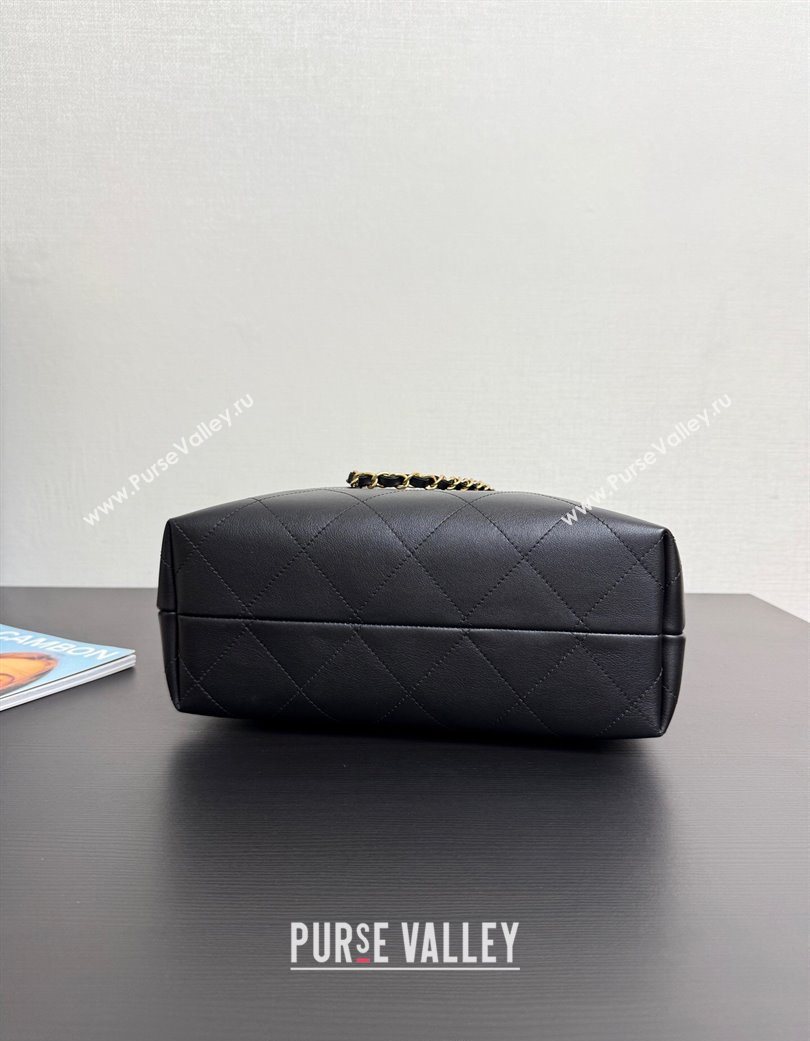 Chanel Calfskin Leather Small Shopping Bag Black 2025 99485 (yezi-250703006)