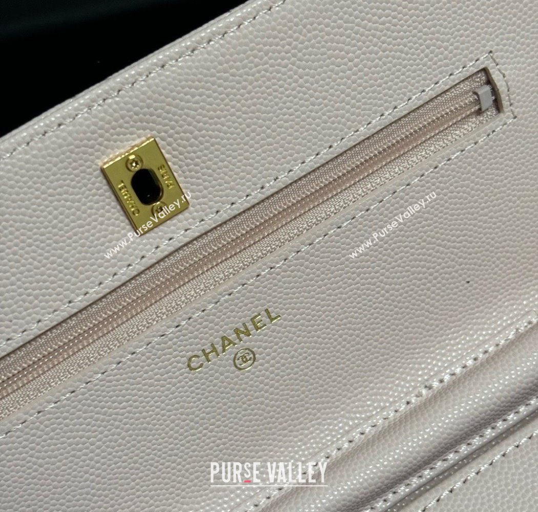 Chanel Grained Shiny Calfskin Classic Wallet on Chain WOC Light Pink 2025 AP4241 (yezi-250703088)