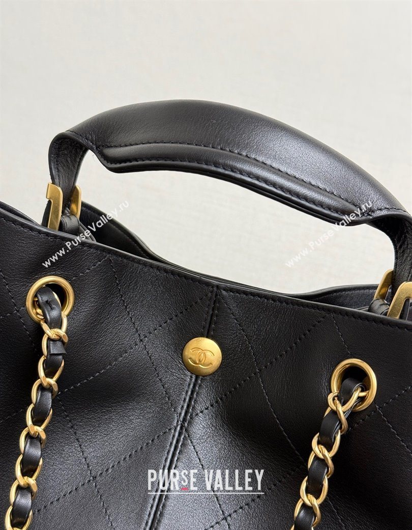 Chanel Calfskin Leather Small Shopping Bag Black 2025 99485 (yezi-250703006)