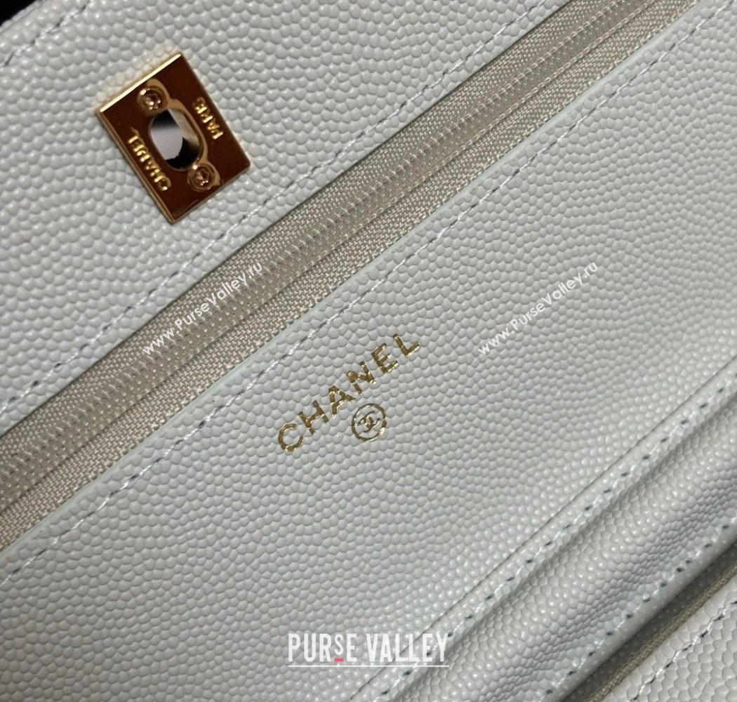 Chanel Grained Shiny Calfskin Classic Wallet on Chain WOC Pale Green 2025 AP4241 (yezi-250703091)