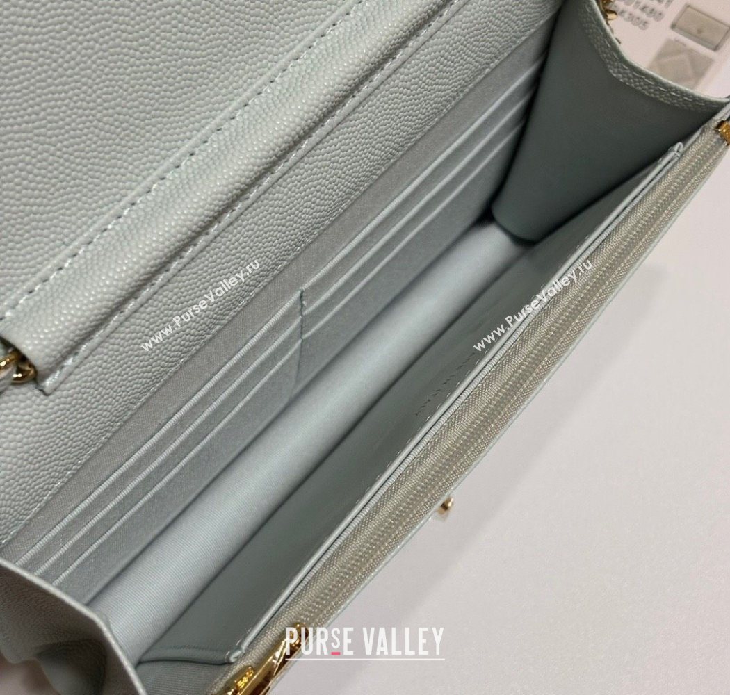 Chanel Grained Shiny Calfskin Classic Wallet on Chain WOC Pale Green 2025 AP4241 (yezi-250703091)