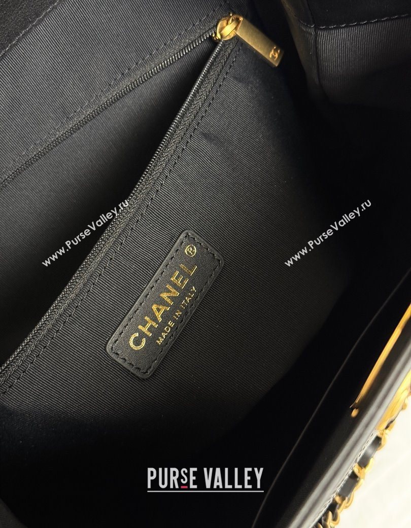 Chanel Calfskin Leather Small Shopping Bag Black 2025 99485 (yezi-250703006)