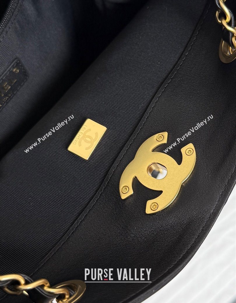 Chanel Calfskin Leather Small Shopping Bag Black 2025 99485 (yezi-250703006)