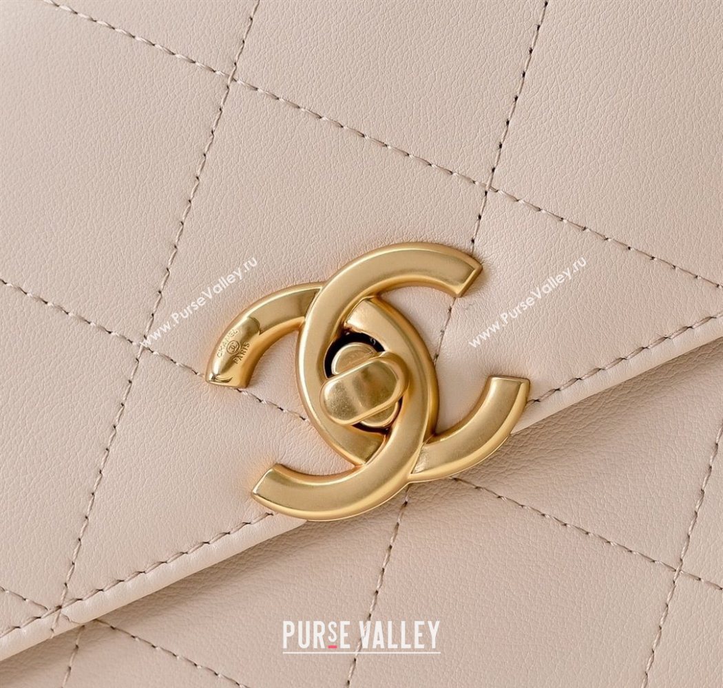 Chanel Calfskin Large Flap Bag with Top Handle Light Pink 2025 AS5467 (yezi-250703032)