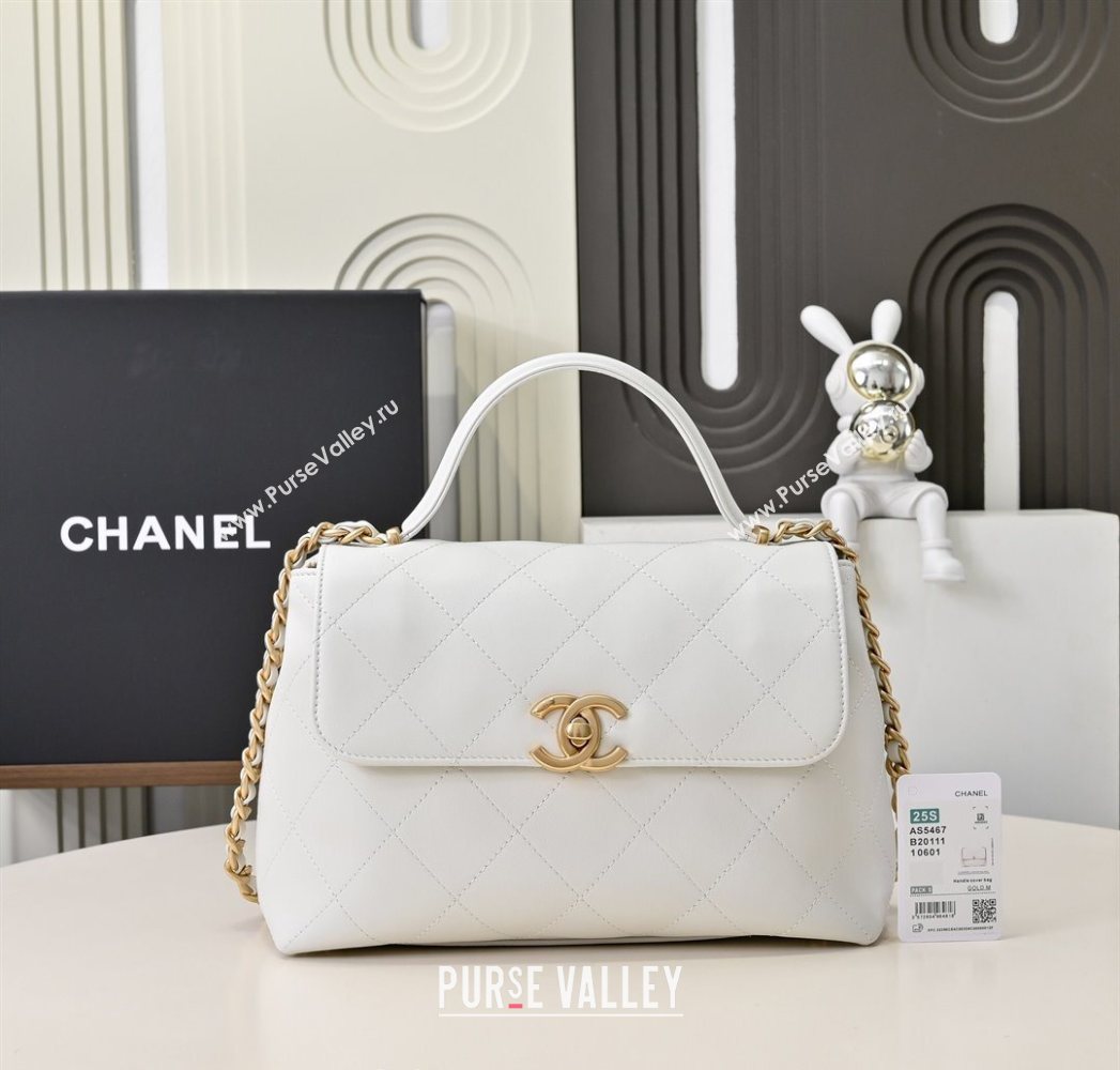 Chanel Calfskin Large Flap Bag with Top Handle White 2025 AS5467 (yezi-250703033)