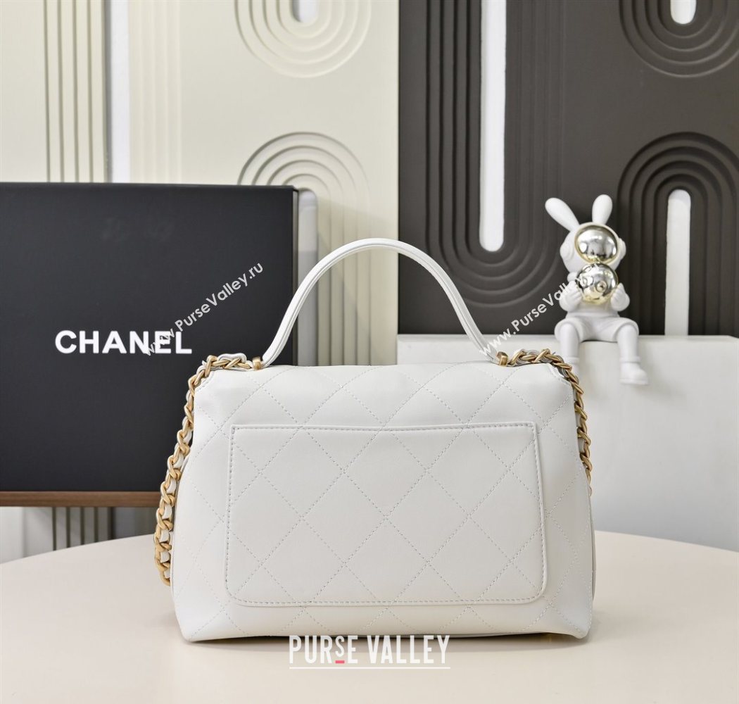 Chanel Calfskin Large Flap Bag with Top Handle White 2025 AS5467 (yezi-250703033)