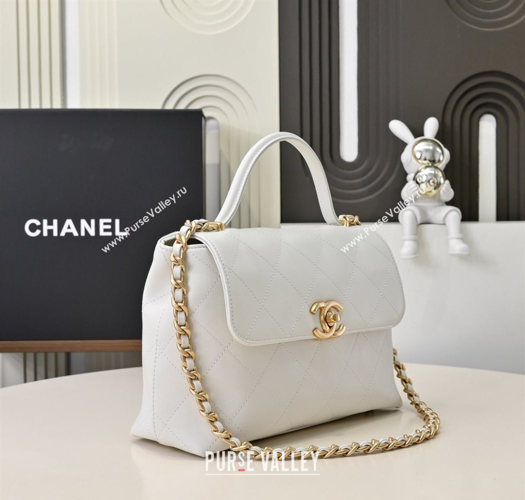 Chanel Calfskin Large Flap Bag with Top Handle White 2025 AS5467 (yezi-250703033)