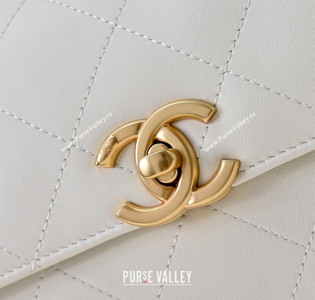 Chanel Calfskin Large Flap Bag with Top Handle White 2025 AS5467 (yezi-250703033)