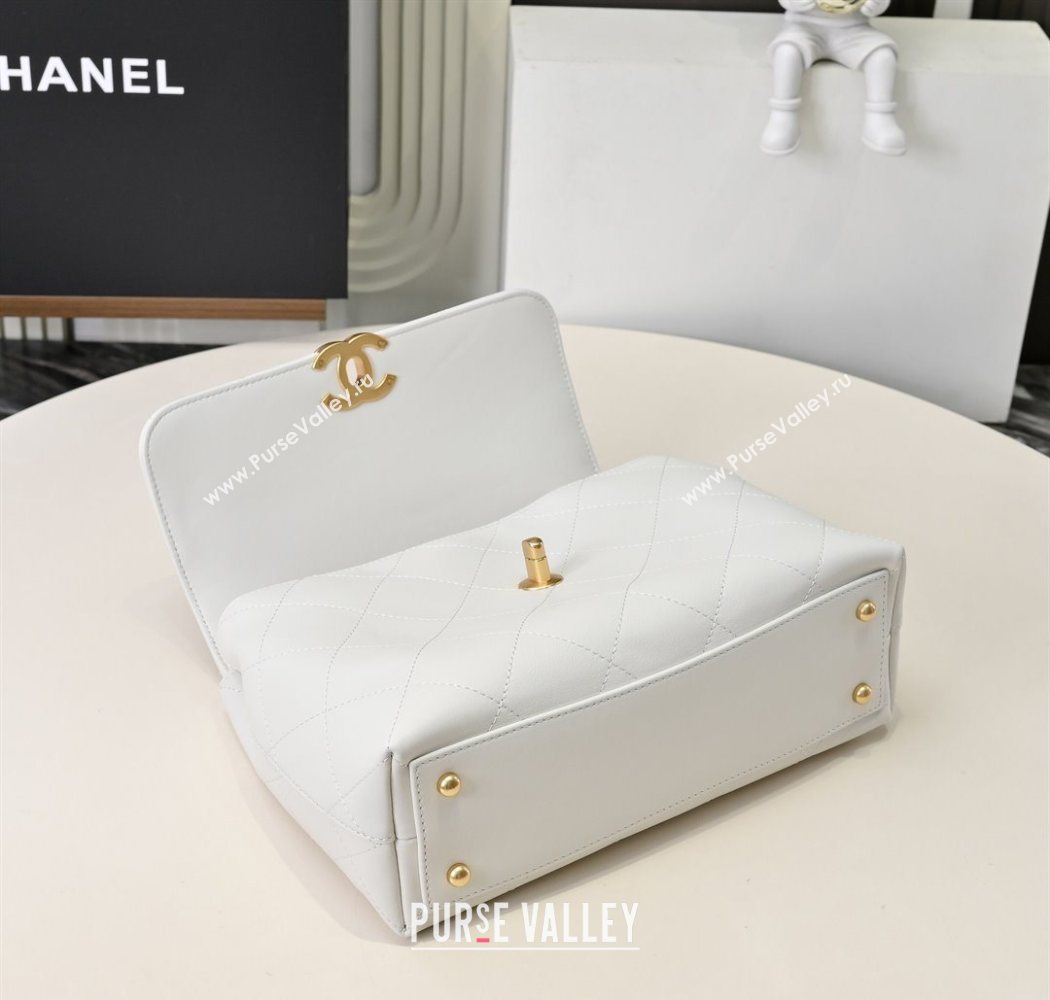 Chanel Calfskin Large Flap Bag with Top Handle White 2025 AS5467 (yezi-250703033)