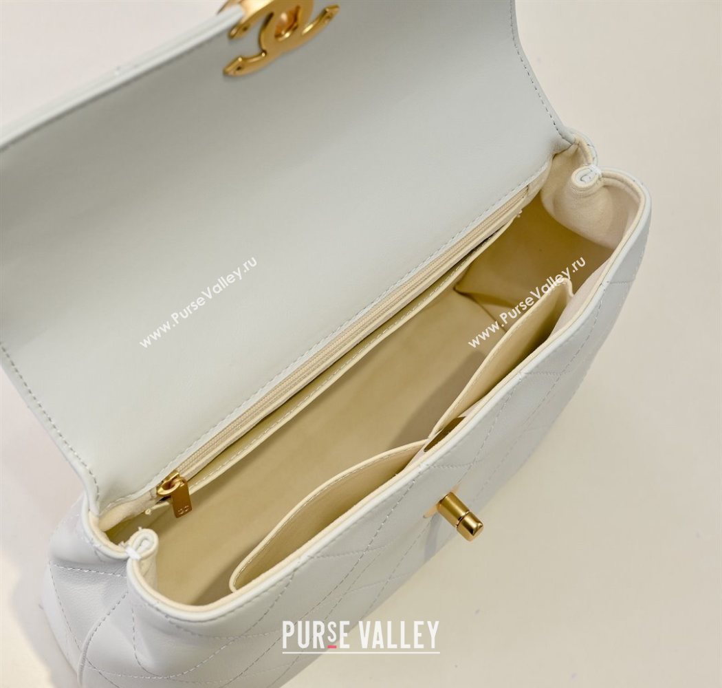 Chanel Calfskin Large Flap Bag with Top Handle White 2025 AS5467 (yezi-250703033)