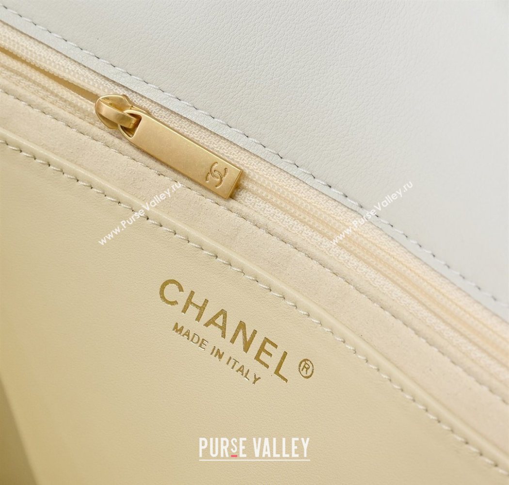 Chanel Calfskin Large Flap Bag with Top Handle White 2025 AS5467 (yezi-250703033)