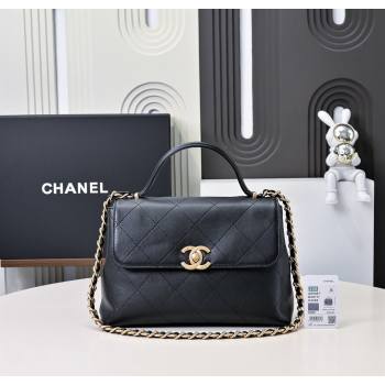 Chanel Calfskin Large Flap Bag with Top Handle Black 2025 AS5467 (yezi-250703034)