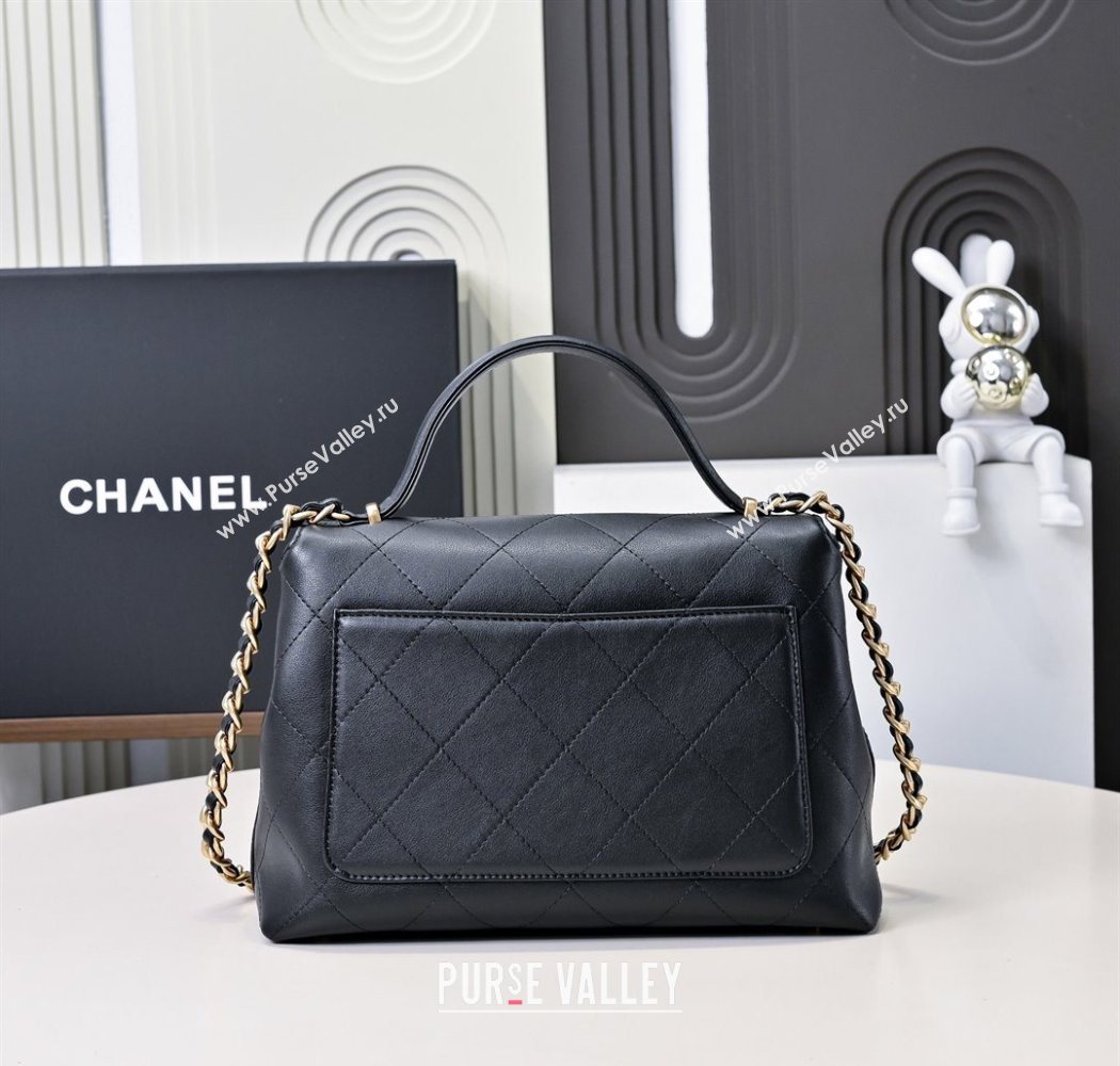 Chanel Calfskin Large Flap Bag with Top Handle Black 2025 AS5467 (yezi-250703034)