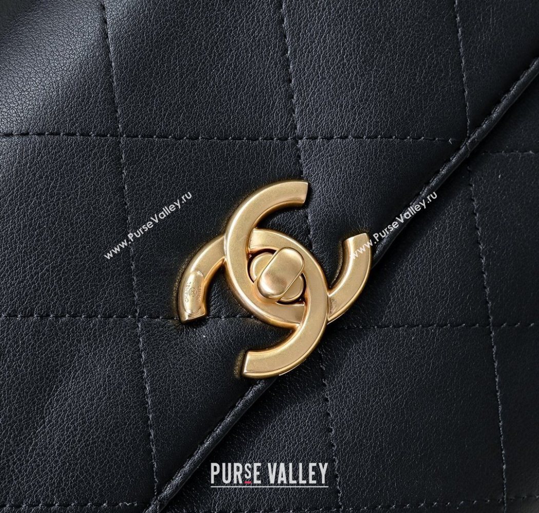 Chanel Calfskin Large Flap Bag with Top Handle Black 2025 AS5467 (yezi-250703034)