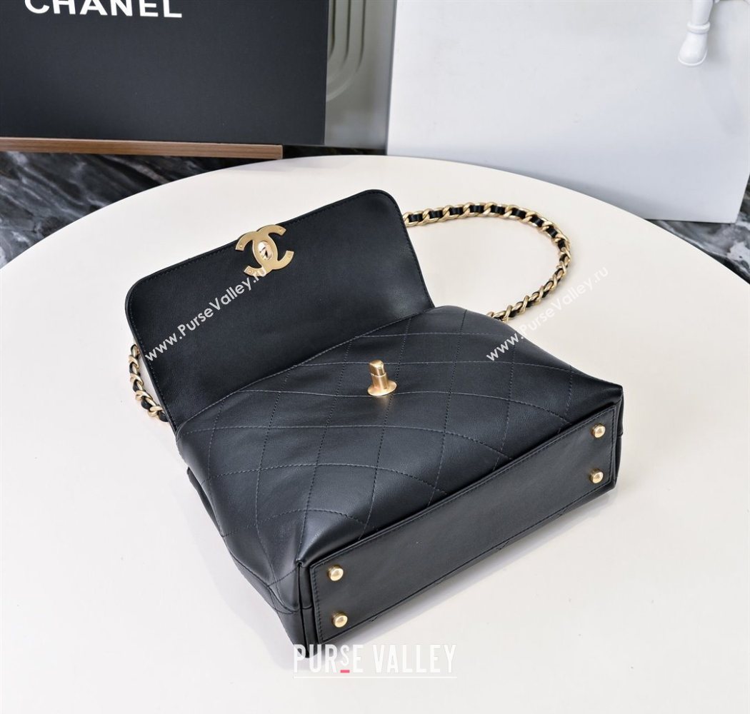 Chanel Calfskin Large Flap Bag with Top Handle Black 2025 AS5467 (yezi-250703034)