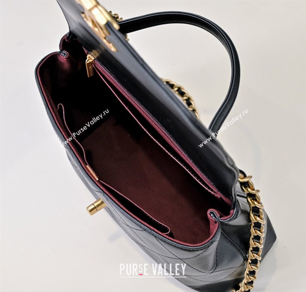 Chanel Calfskin Large Flap Bag with Top Handle Black 2025 AS5467 (yezi-250703034)
