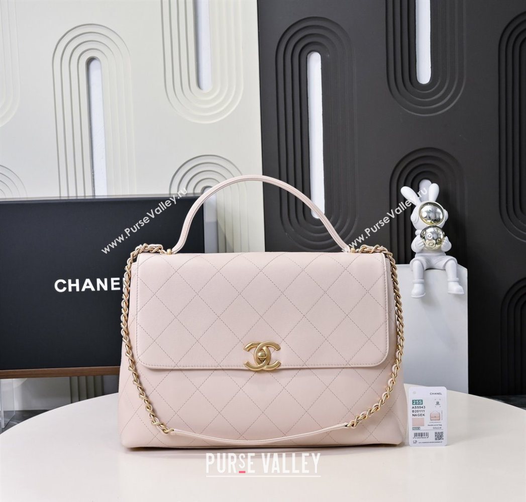 Chanel Calfskin Maxi Flap Bag with Top Handle Light Pink 2025 AS5543 (yezi-250703035)