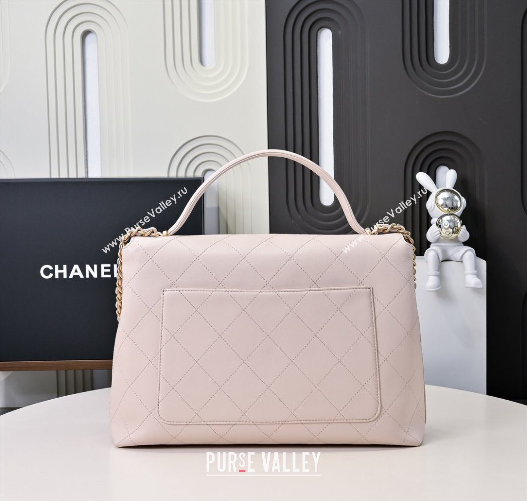 Chanel Calfskin Maxi Flap Bag with Top Handle Light Pink 2025 AS5543 (yezi-250703035)