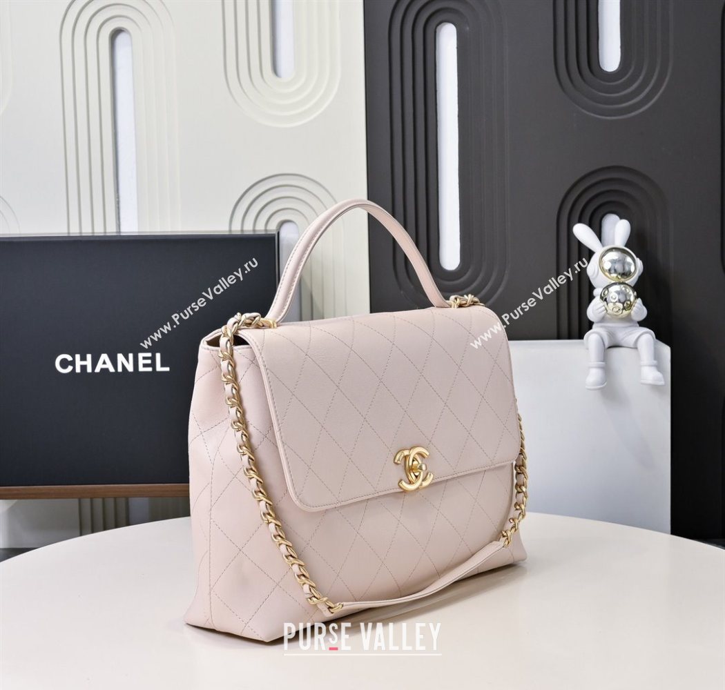 Chanel Calfskin Maxi Flap Bag with Top Handle Light Pink 2025 AS5543 (yezi-250703035)