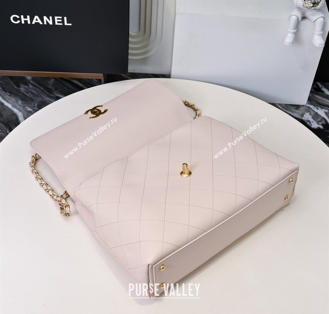 Chanel Calfskin Maxi Flap Bag with Top Handle Light Pink 2025 AS5543 (yezi-250703035)