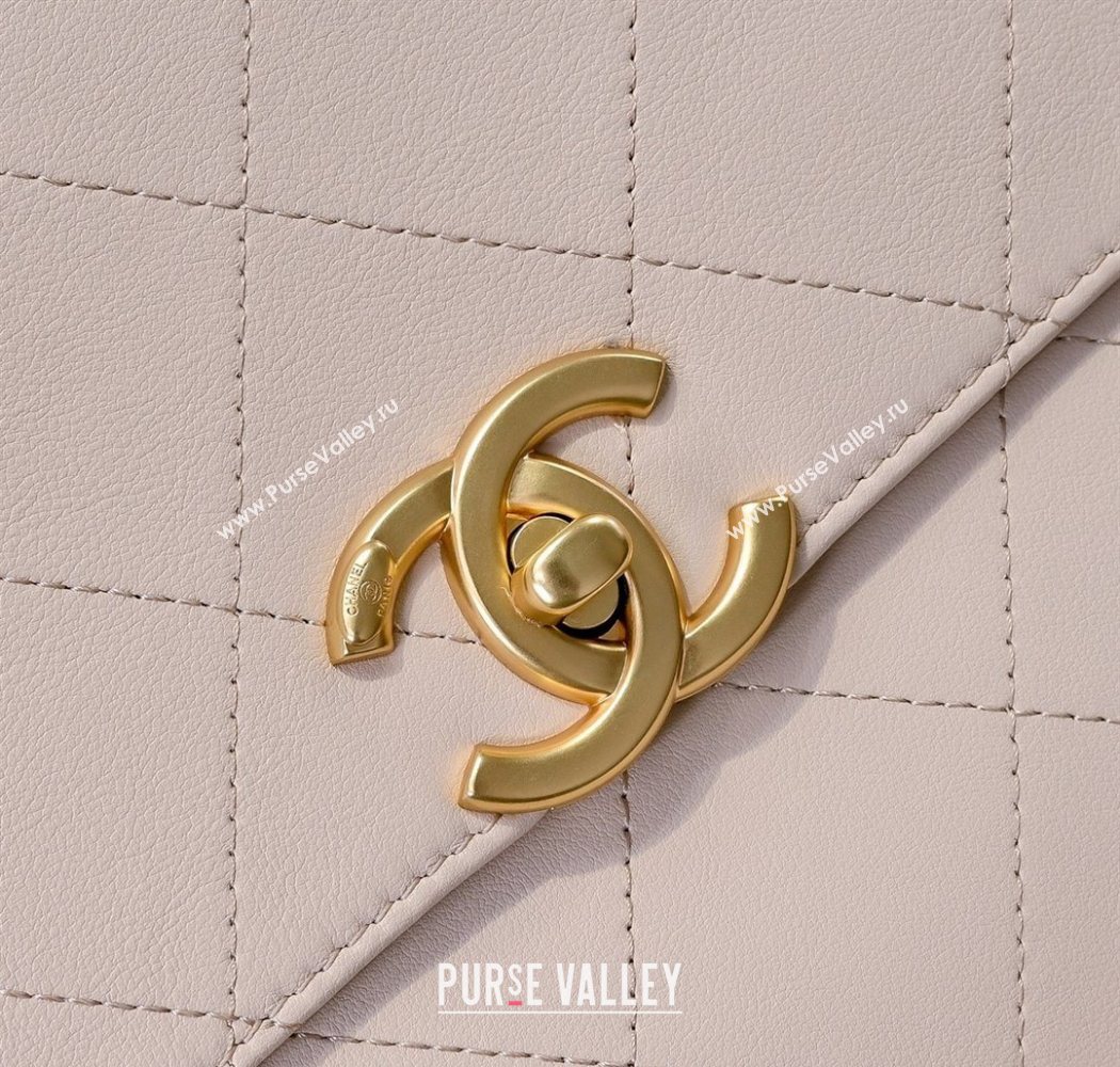 Chanel Calfskin Maxi Flap Bag with Top Handle Light Pink 2025 AS5543 (yezi-250703035)