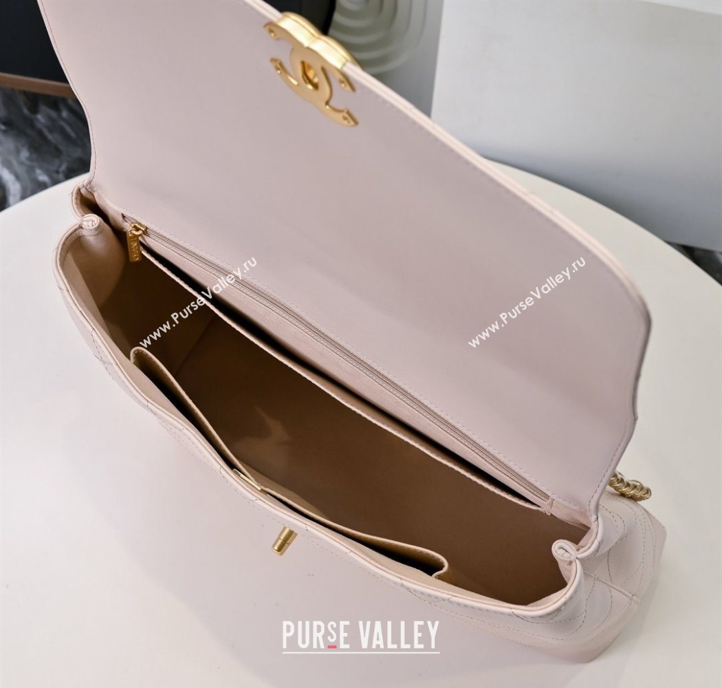Chanel Calfskin Maxi Flap Bag with Top Handle Light Pink 2025 AS5543 (yezi-250703035)