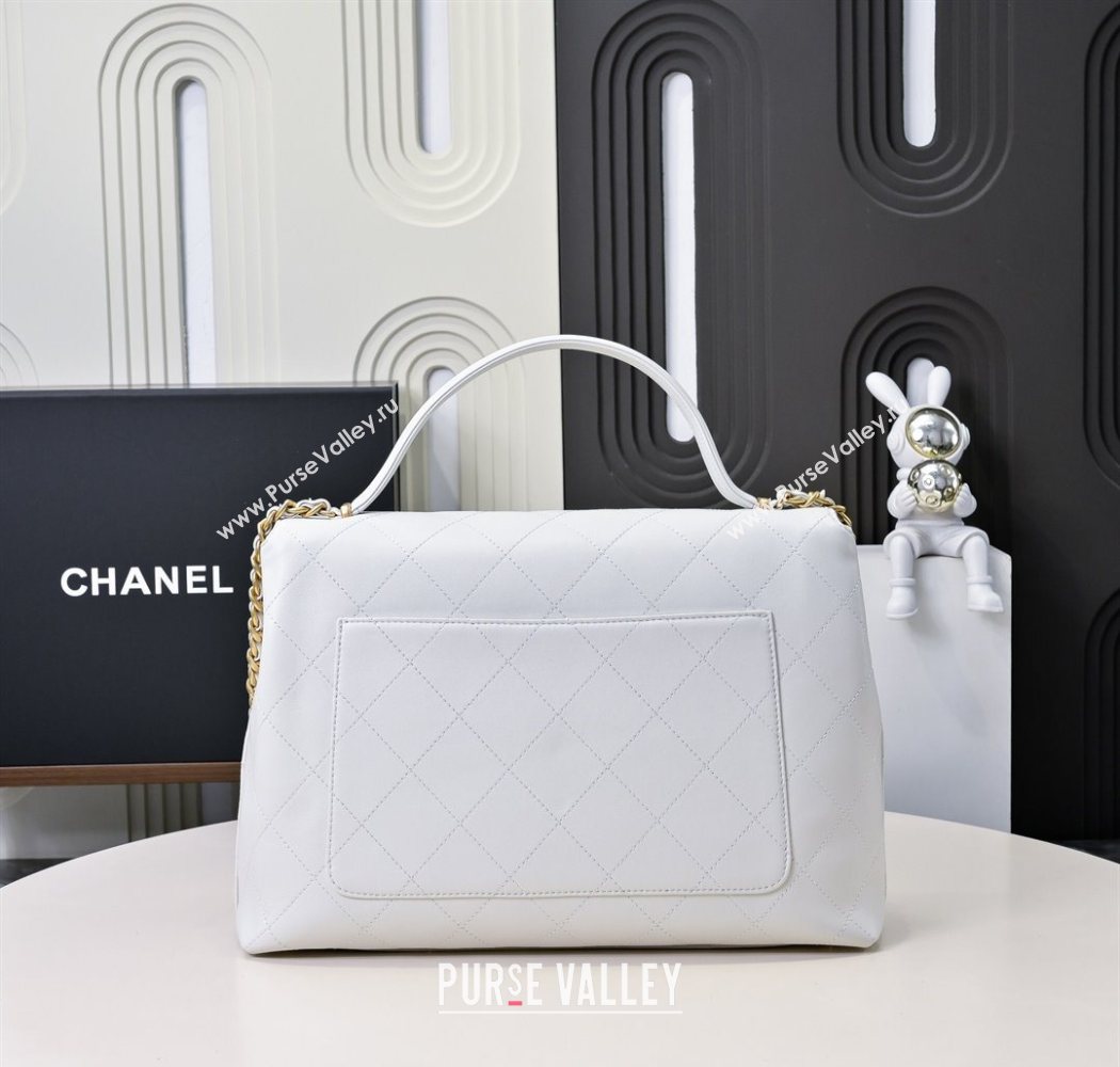 Chanel Calfskin Maxi Flap Bag with Top Handle White 2025 AS5543 (yezi-250703036)