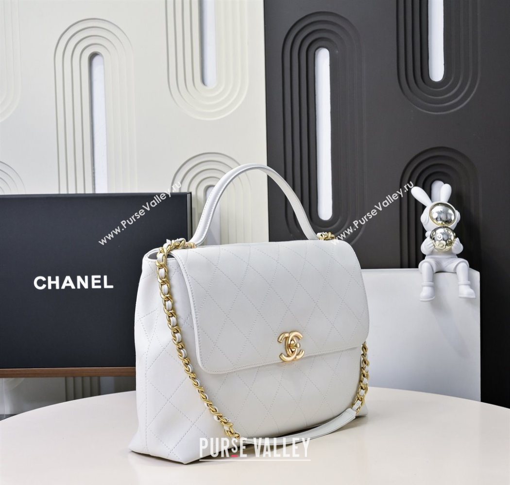 Chanel Calfskin Maxi Flap Bag with Top Handle White 2025 AS5543 (yezi-250703036)