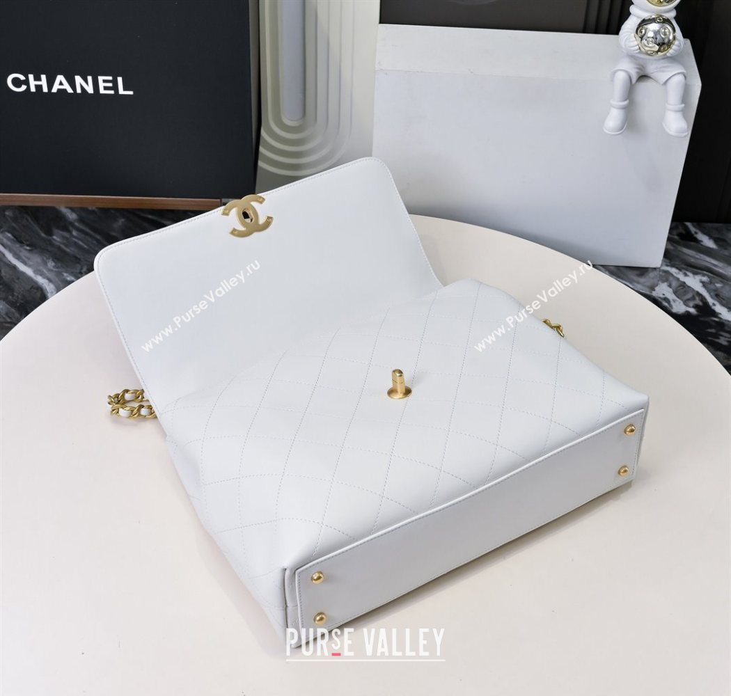 Chanel Calfskin Maxi Flap Bag with Top Handle White 2025 AS5543 (yezi-250703036)