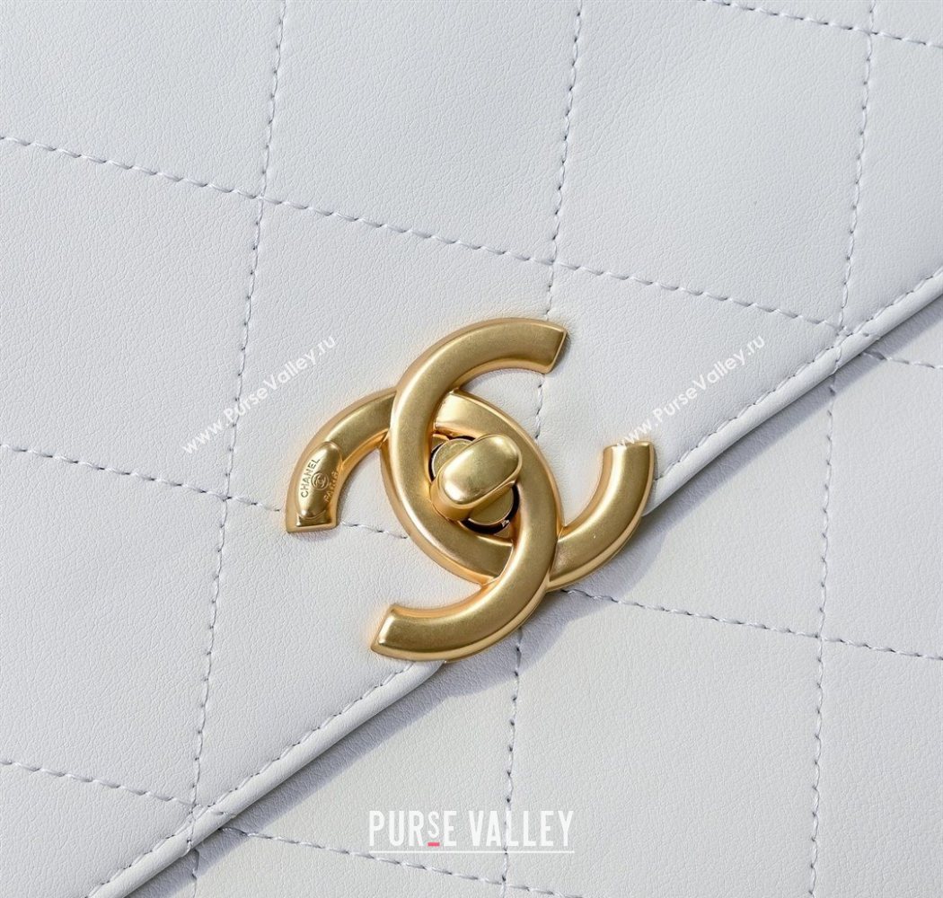 Chanel Calfskin Maxi Flap Bag with Top Handle White 2025 AS5543 (yezi-250703036)