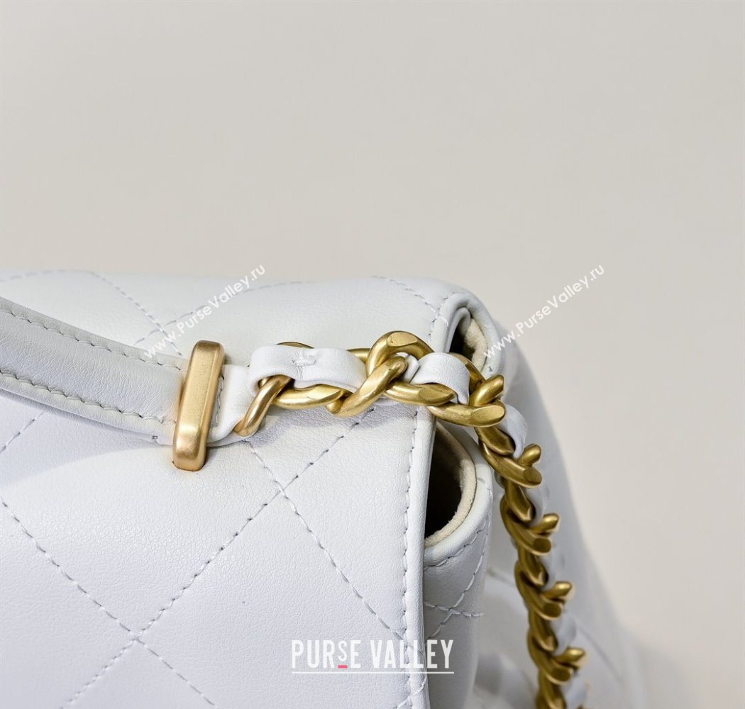 Chanel Calfskin Maxi Flap Bag with Top Handle White 2025 AS5543 (yezi-250703036)