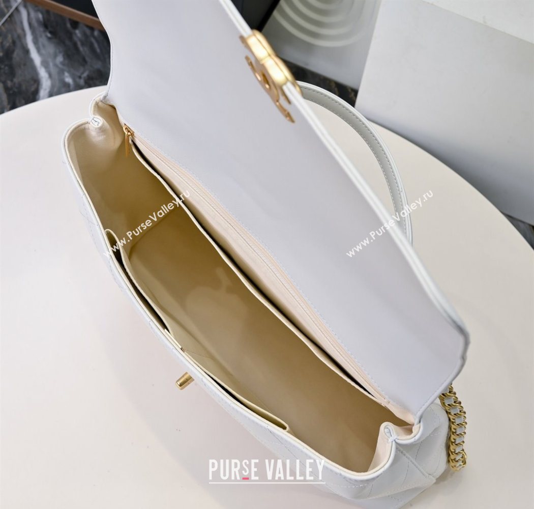Chanel Calfskin Maxi Flap Bag with Top Handle White 2025 AS5543 (yezi-250703036)