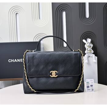 Chanel Calfskin Maxi Flap Bag with Top Handle Black 2025 AS5543 (yezi-250703037)
