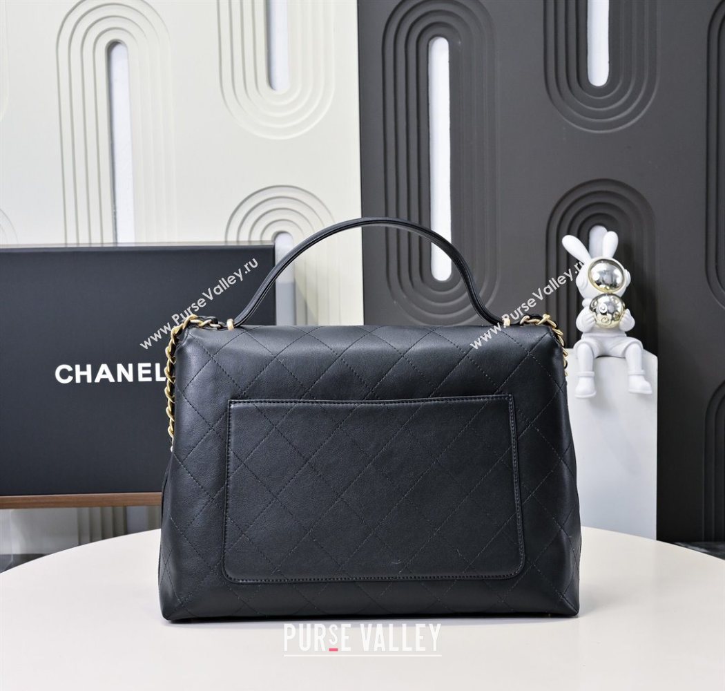 Chanel Calfskin Maxi Flap Bag with Top Handle Black 2025 AS5543 (yezi-250703037)