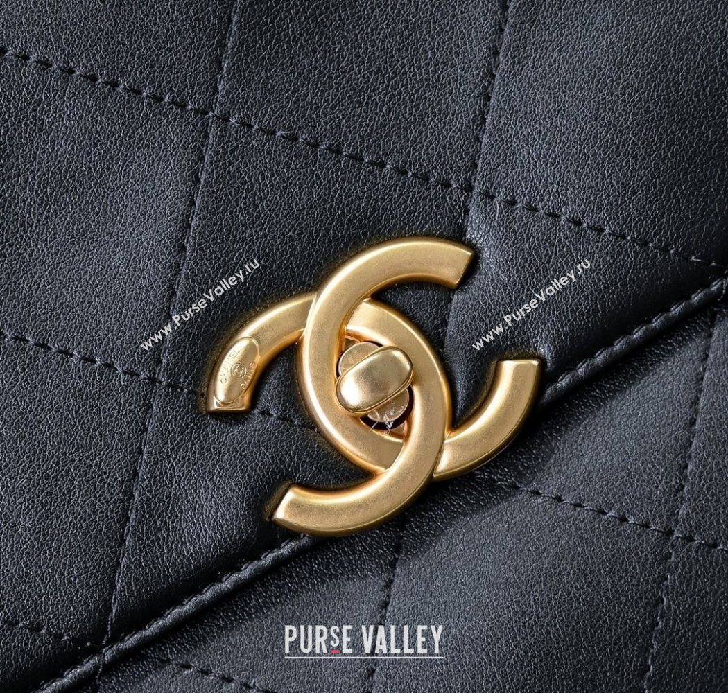 Chanel Calfskin Maxi Flap Bag with Top Handle Black 2025 AS5543 (yezi-250703037)