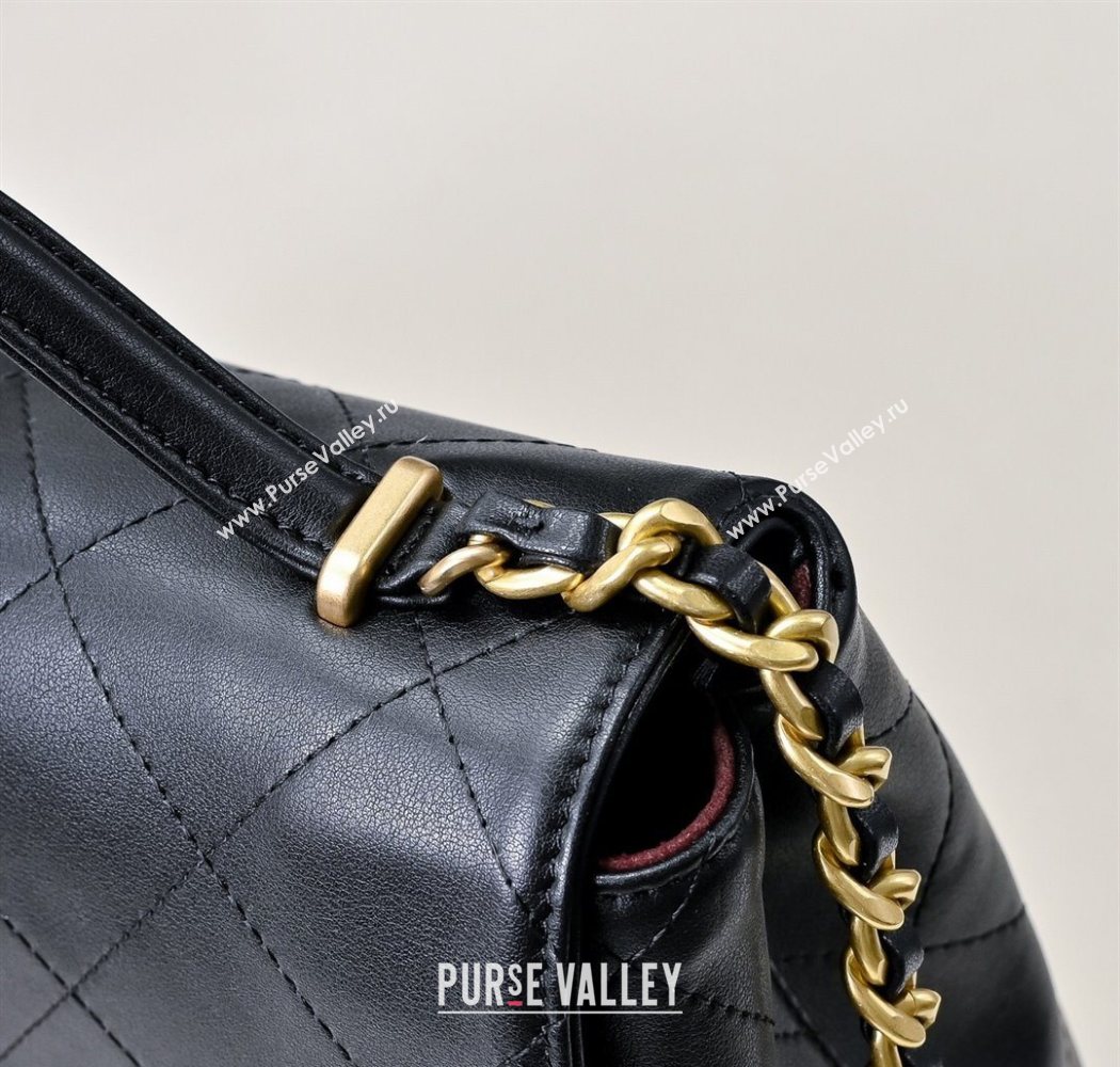 Chanel Calfskin Maxi Flap Bag with Top Handle Black 2025 AS5543 (yezi-250703037)