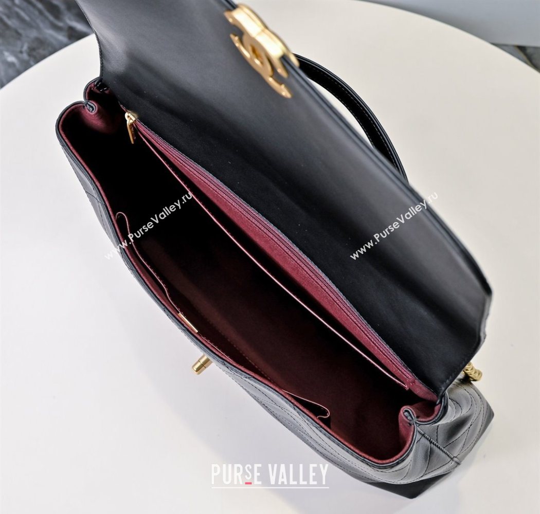 Chanel Calfskin Maxi Flap Bag with Top Handle Black 2025 AS5543 (yezi-250703037)