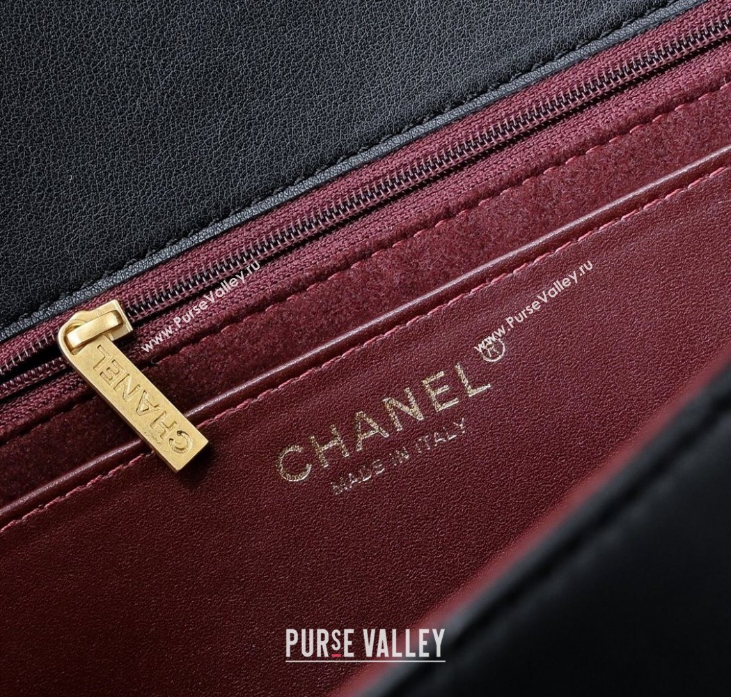 Chanel Calfskin Maxi Flap Bag with Top Handle Black 2025 AS5543 (yezi-250703037)