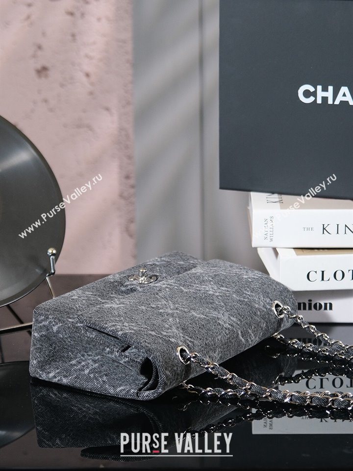 Chanel Printed Denim Classic Medium Flap Bag Black 2025 A01112 0703 (yezi-250703038)