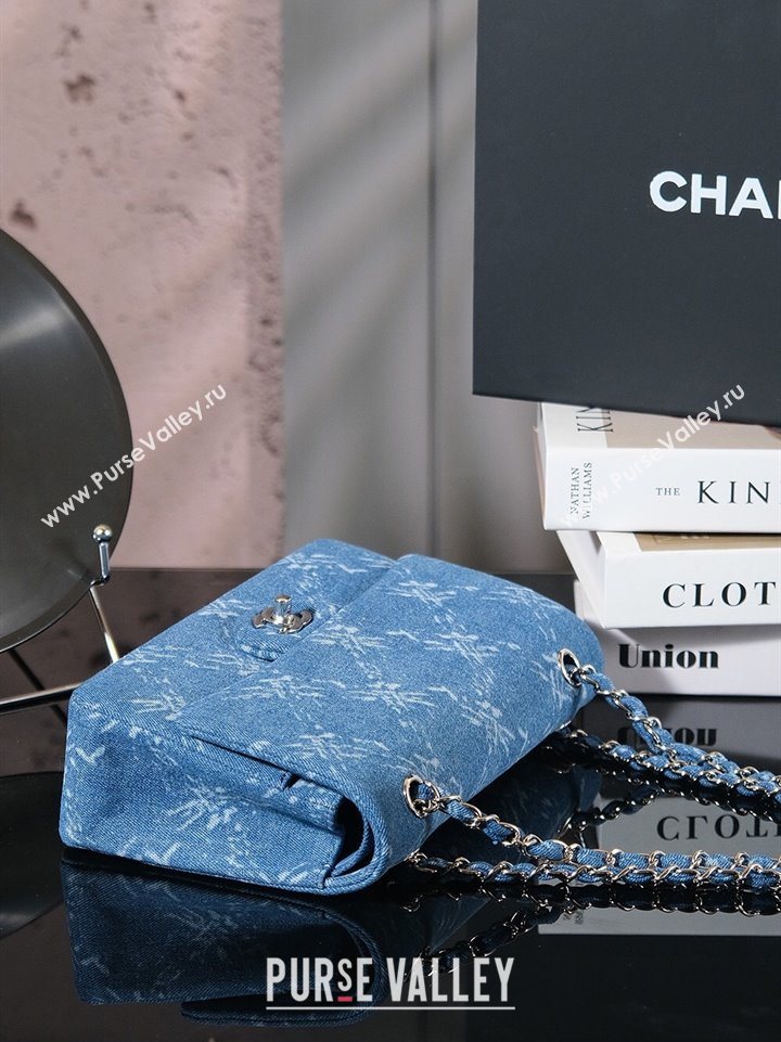 Chanel Printed Denim Classic Medium Flap Bag Blue 2025 A01112 0703 (yezi-250703039)
