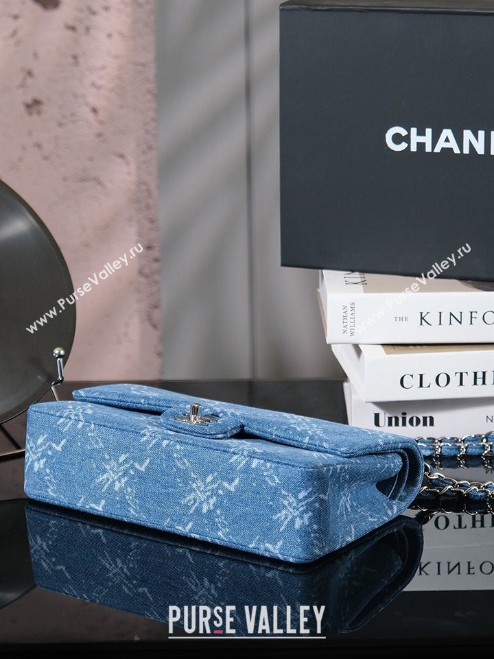 Chanel Printed Denim Classic Medium Flap Bag Blue 2025 A01112 0703 (yezi-250703039)