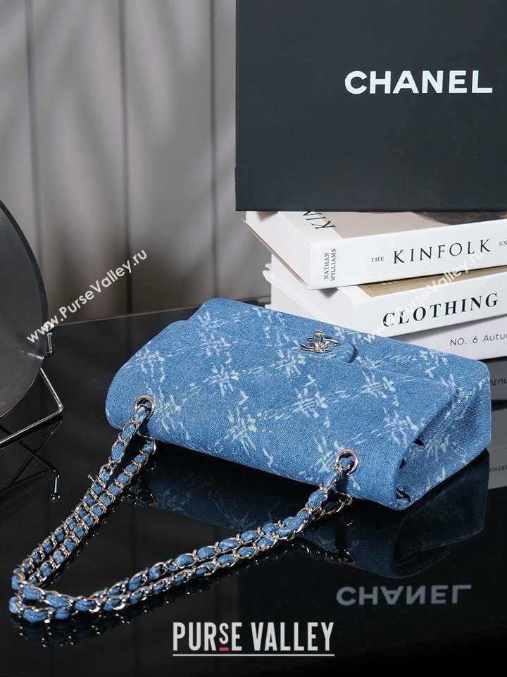 Chanel Printed Denim Classic Medium Flap Bag Blue 2025 A01112 0703 (yezi-250703039)