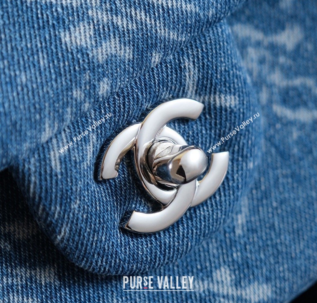 Chanel Printed Denim Classic Medium Flap Bag Blue 2025 A01112 0703 (yezi-250703039)