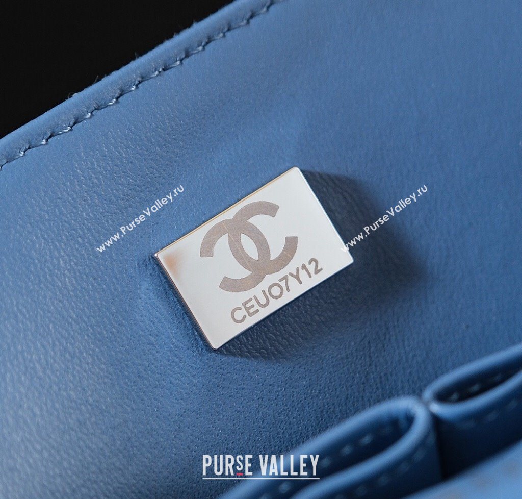 Chanel Printed Denim Classic Medium Flap Bag Blue 2025 A01112 0703 (yezi-250703039)