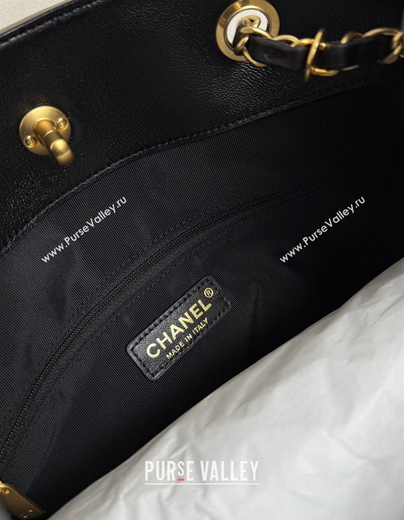 Chanel Suede Lambskin Small Shopping Bag Grey/Black 2025 99485 (yezi-250703007)