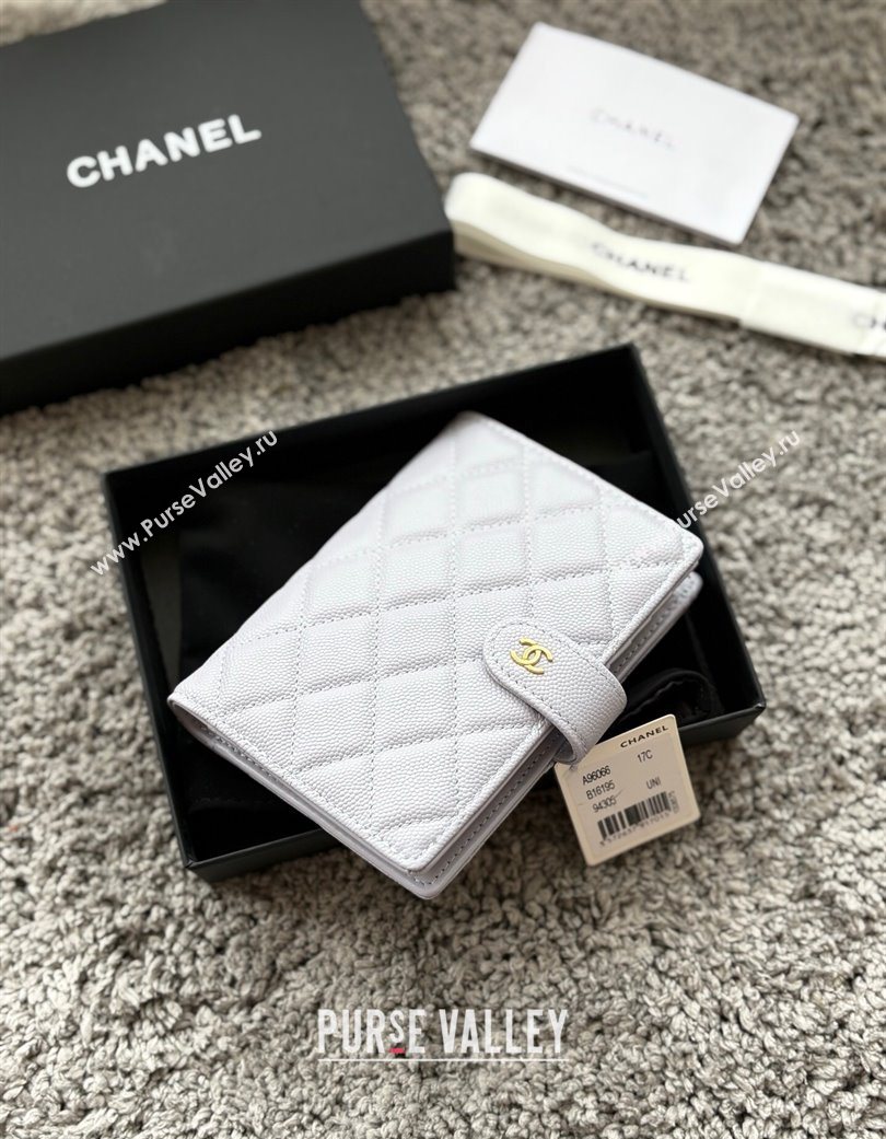 Chanel Grained Calfskin Passport Cover Light Grey 2025 A3658 (yezi-250702061)
