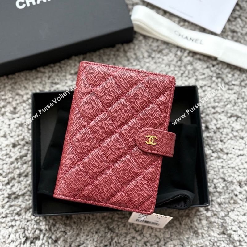 Chanel Grained Calfskin Passport Cover Red 2025 A3658 (yezi-250702062)