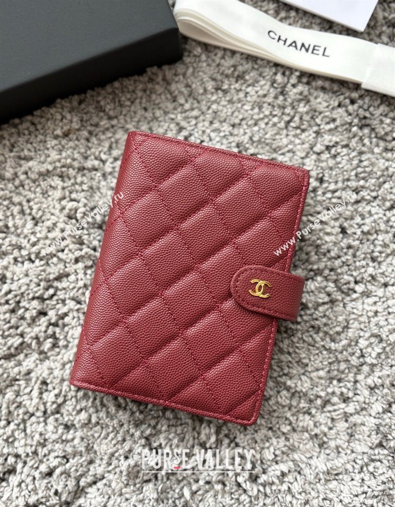 Chanel Grained Calfskin Passport Cover Red 2025 A3658 (yezi-250702062)